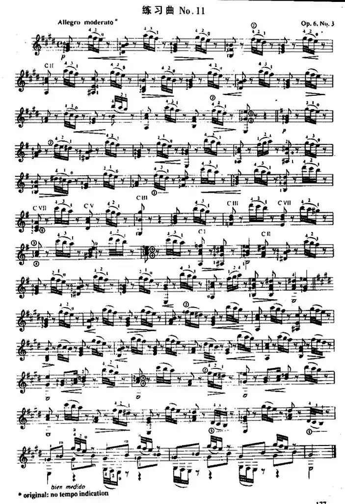 费尔南多·索尔 古典吉他练习曲 No.11（Op.6 No.3）