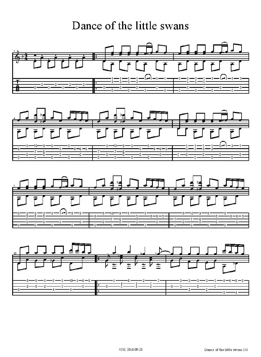 Dance of the little swans（五线谱+六线谱）