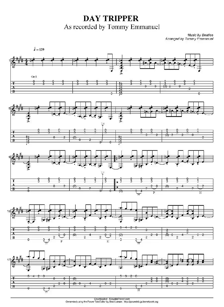tommy emmanuel：day tripper（指弹吉他）