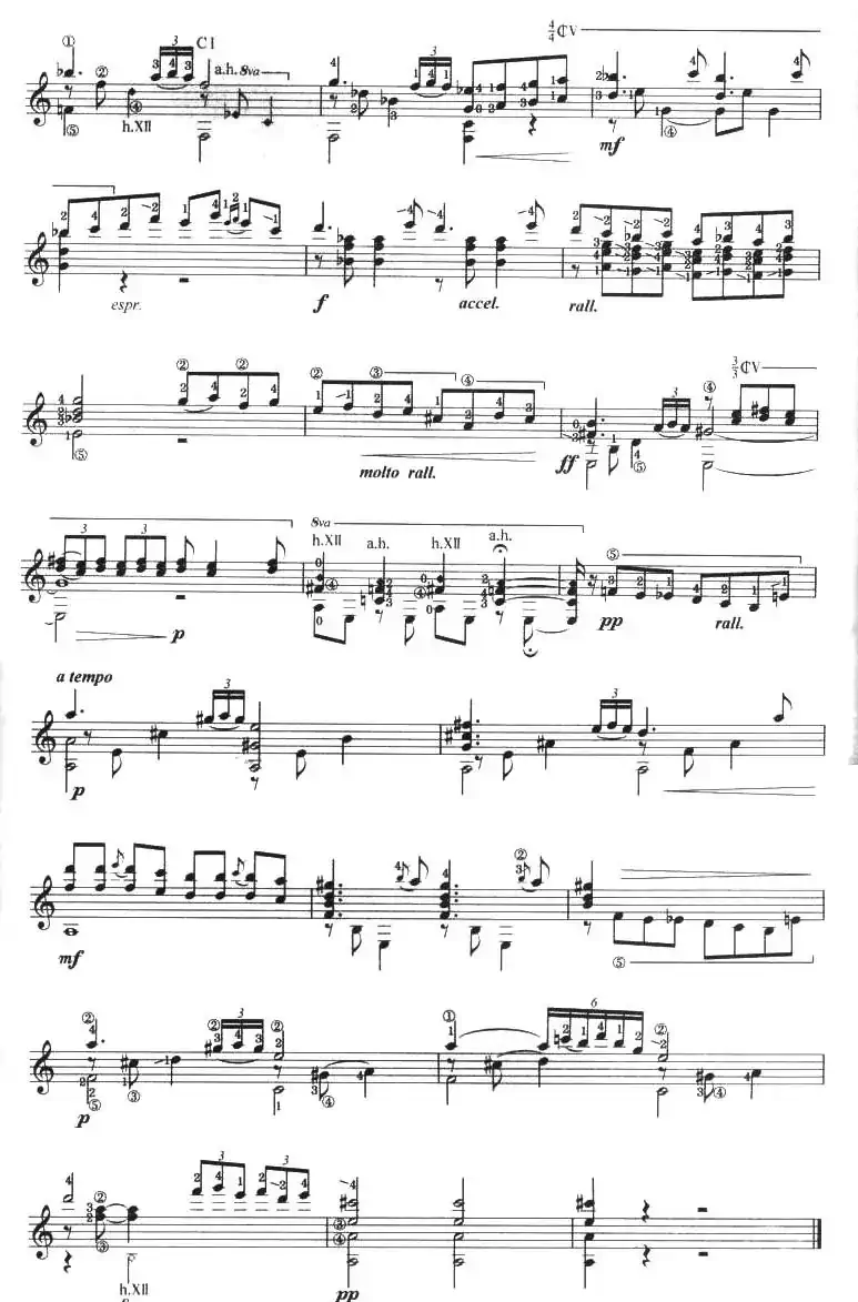 古典吉他考级八级外国乐曲B组（4、阿拉达）