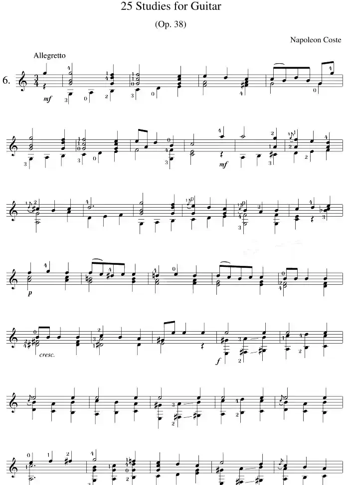 Napoleon Coste《25 Studies,Op.38》（STUDY 6）