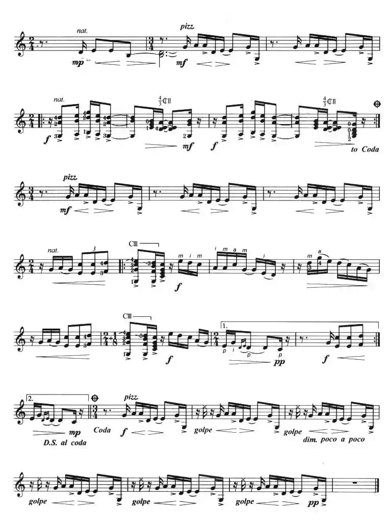 古典吉他考级六级外国乐曲C组（4首）