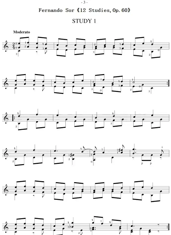 Fernando Sor《12 Studies,Op.60》（STUDY 1）