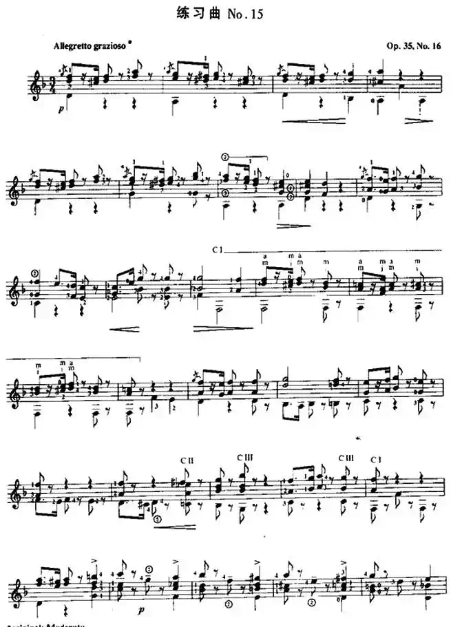 费尔南多·索尔 古典吉他练习曲 No.15（Op.35  No.6）