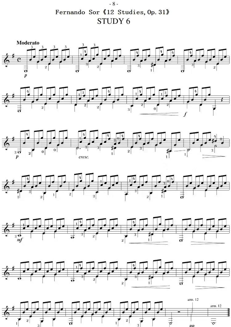 Fernando Sor《12 Studies,Op.31》（STUDY 6）