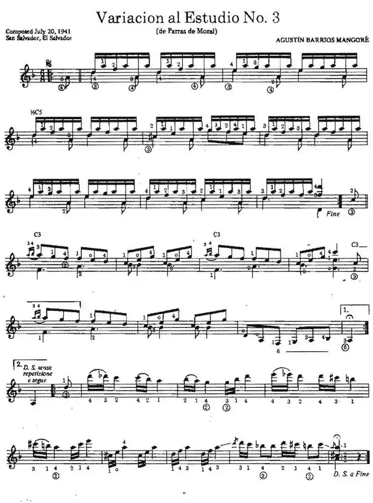 Variacion al Estudio No.3（古典吉他）