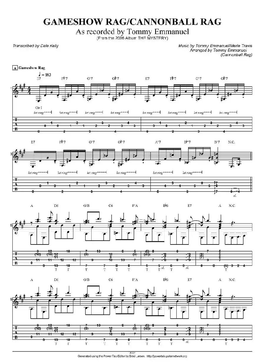 tommy emmanuel：gameshow rag/cannonball rag（指弹吉他）