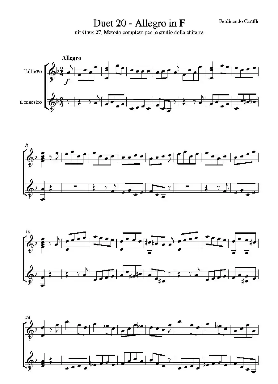 Metodo Completo Op.27-3（古典吉他二重奏练习·20）