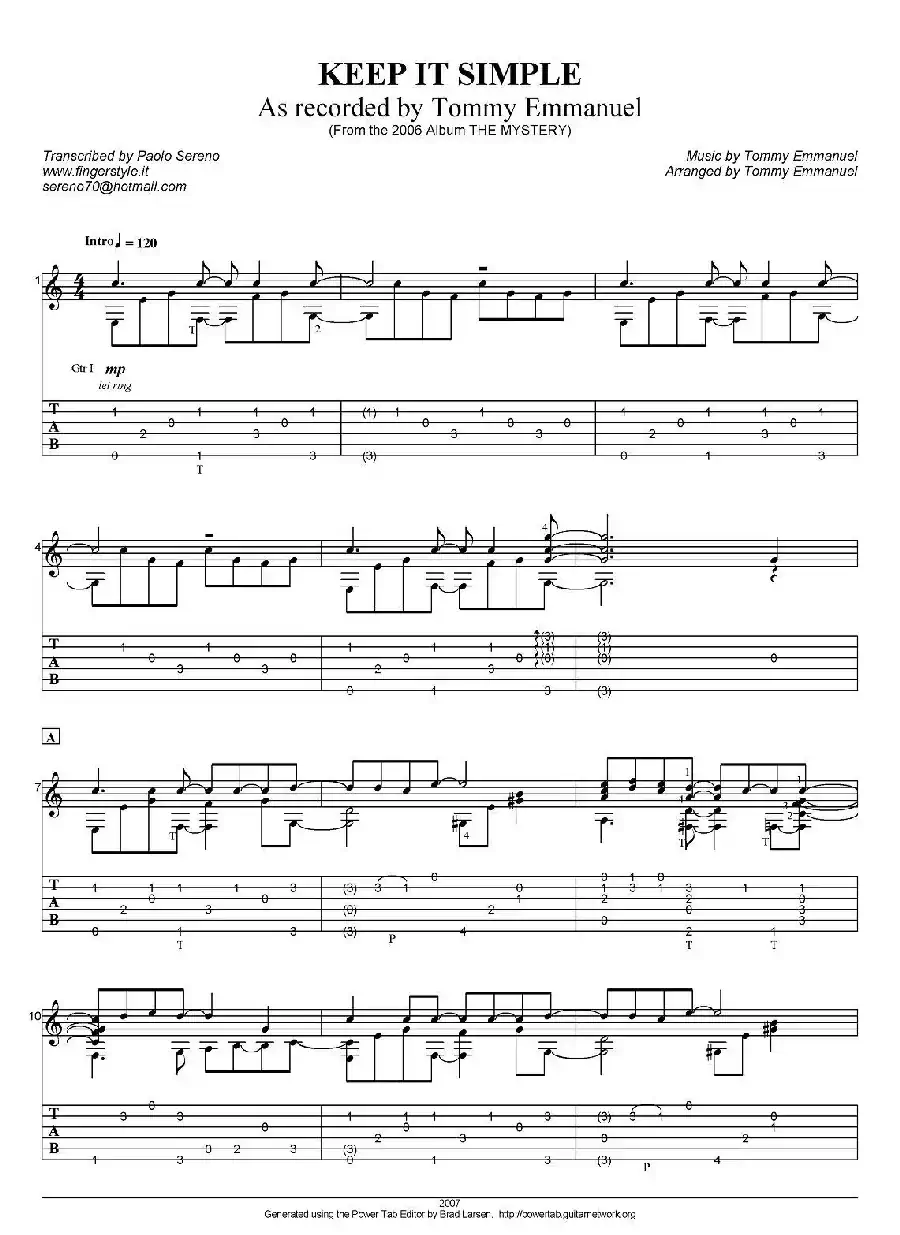 tommy emmanuel：keep it simple（指弹吉他）