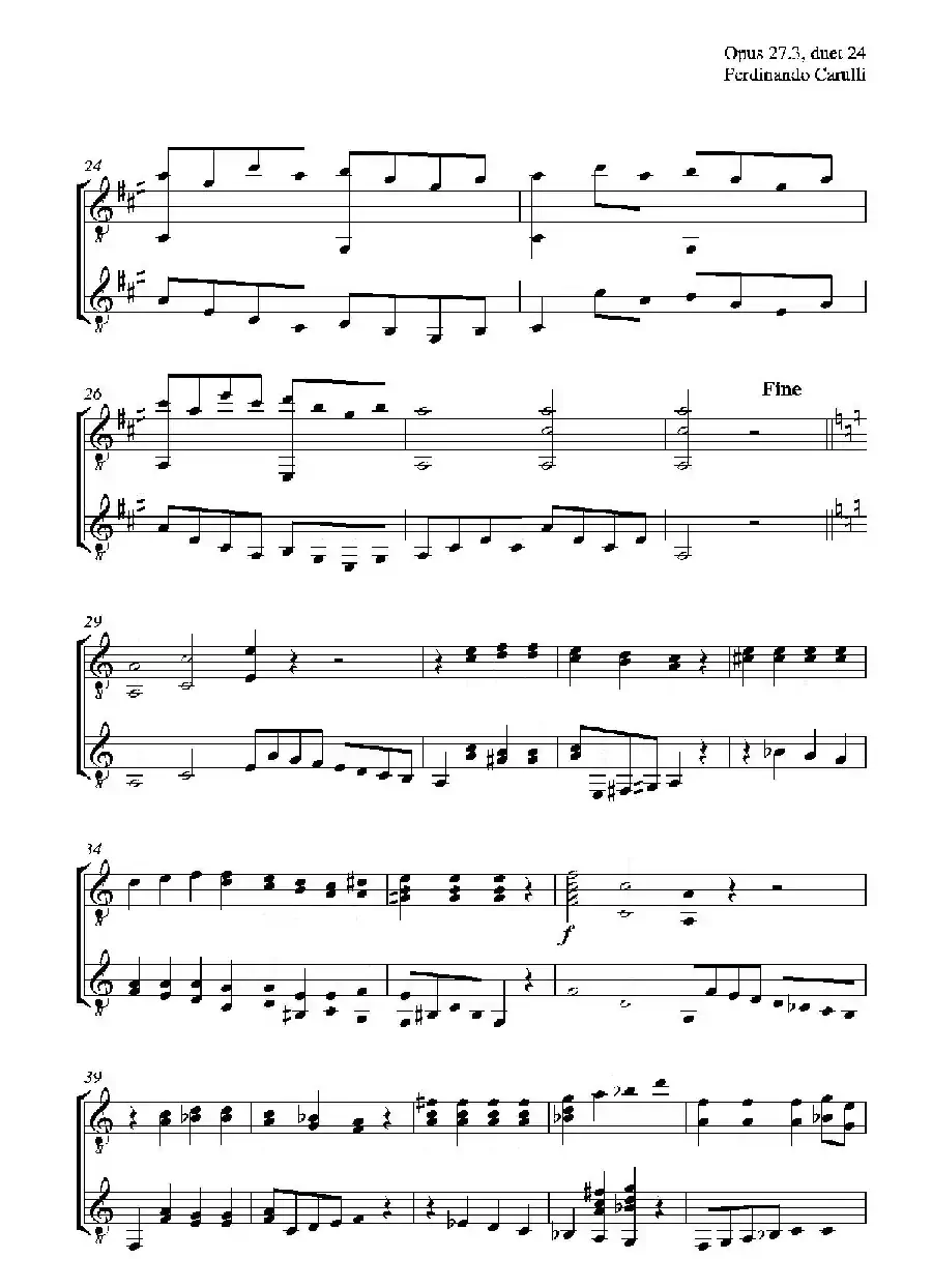 Metodo Completo Op.27-3（古典吉他二重奏练习·24）
