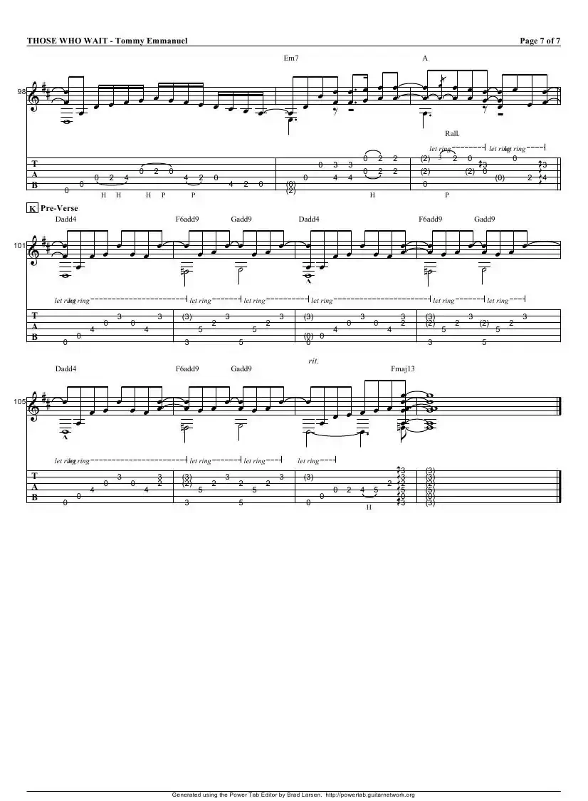 tommy emmanuel：those who wait（指弹吉它）