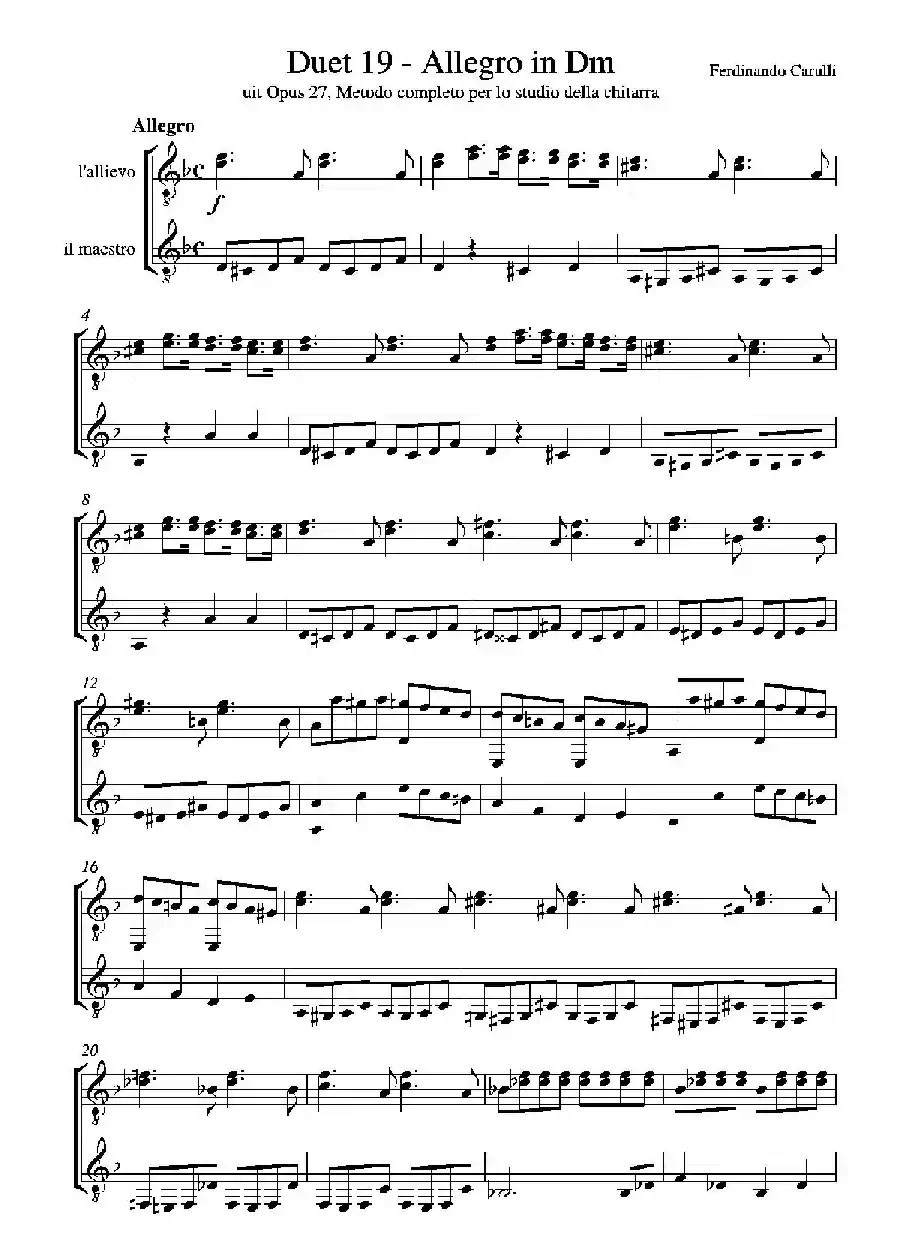 Metodo Completo Op.27-3（古典吉他二重奏练习·19）