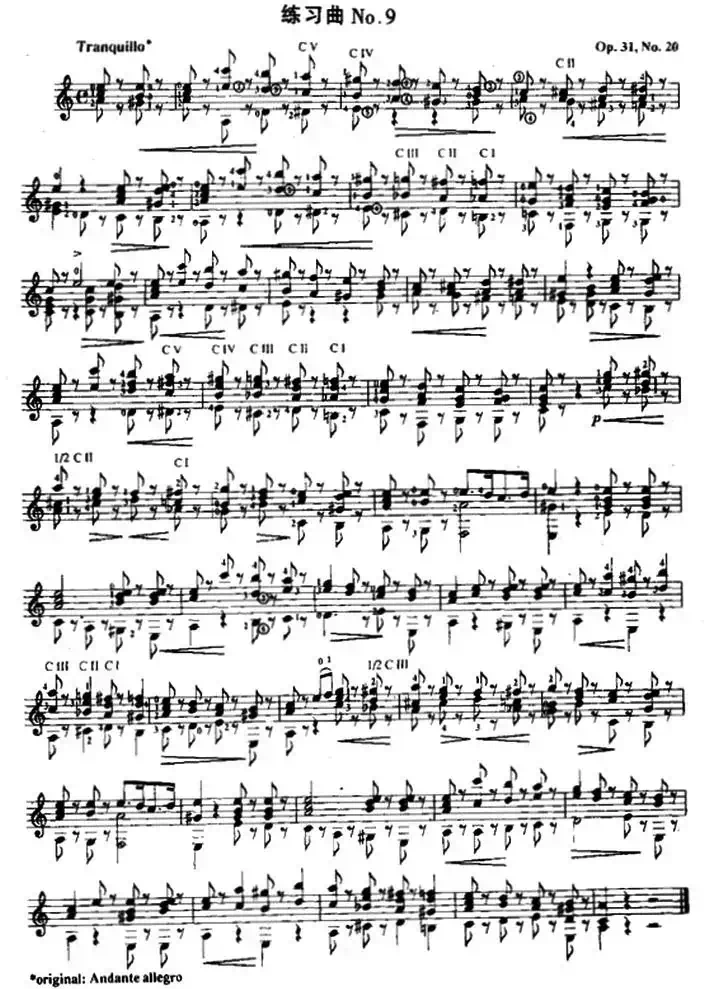 费尔南多·索尔 古典吉他练习曲 No.9（Op.31 No.20）