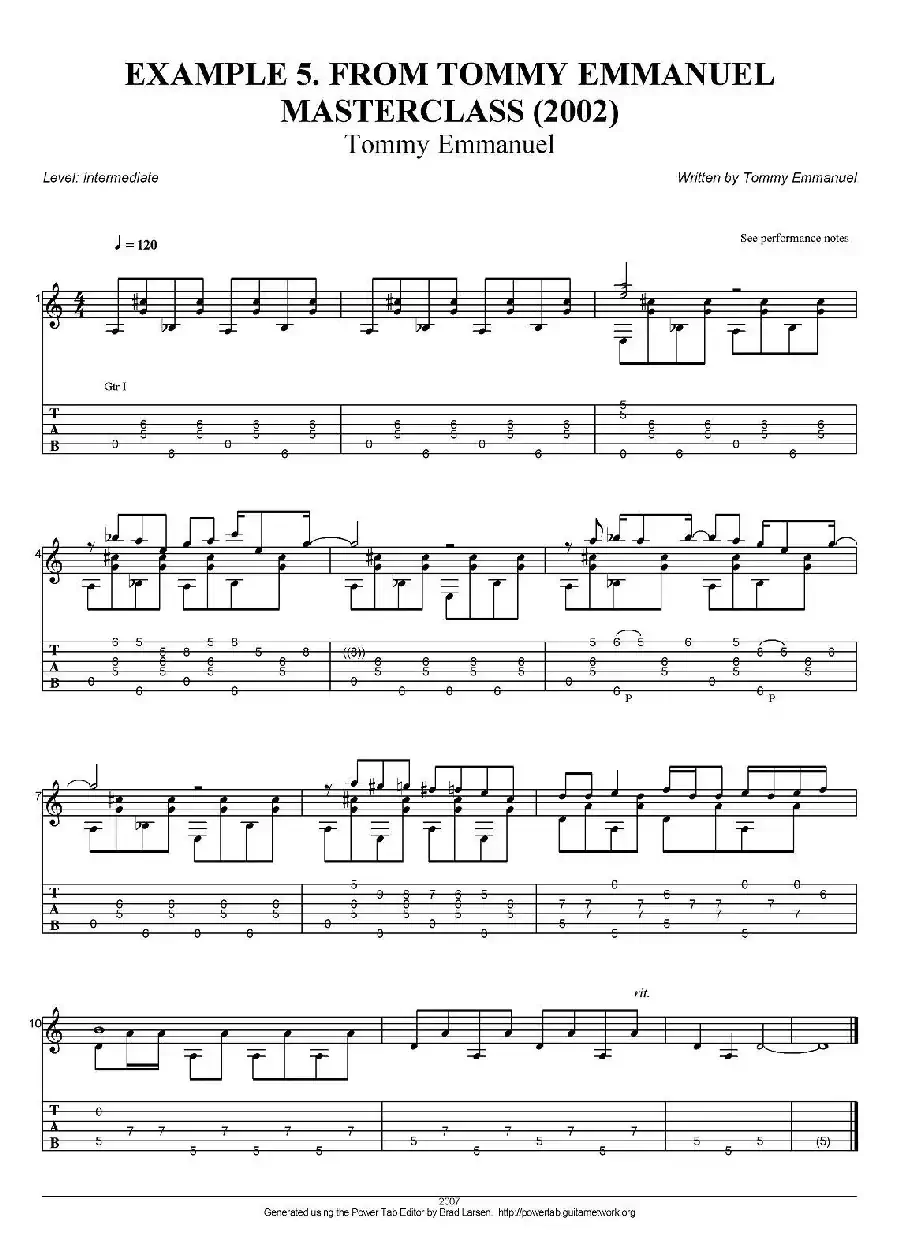 tommy emmanuel：masterclass example-5（指弹吉他）