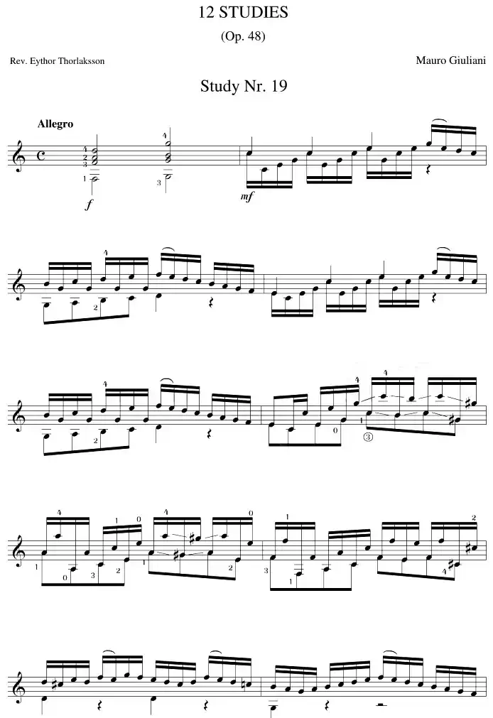 Mauro Giuliani《12 Studies,Op.48》（STUDY 19）