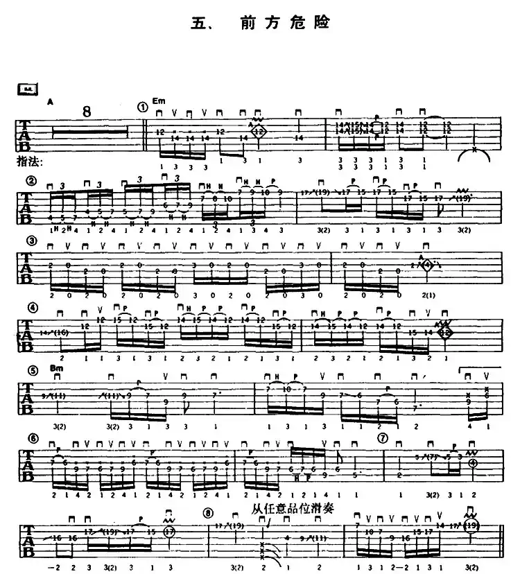 重金属吉他演奏示范曲谱（五、前方危险）