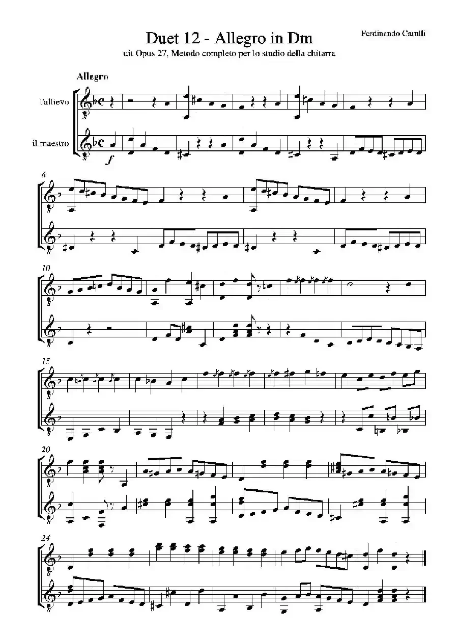 Metodo Completo Op.27-3（古典吉他二重奏练习·12）