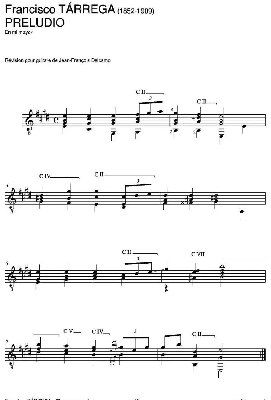 PRELUDIO(En mi mayor)（古典吉他）