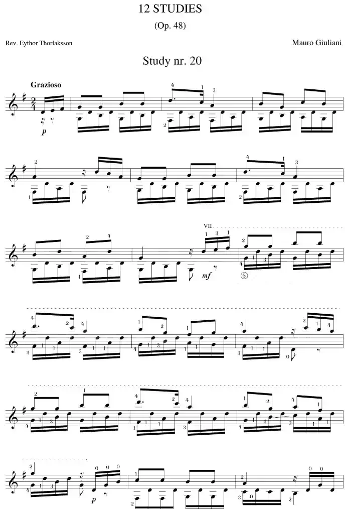 Mauro Giuliani《12 Studies,Op.48》（STUDY 20）