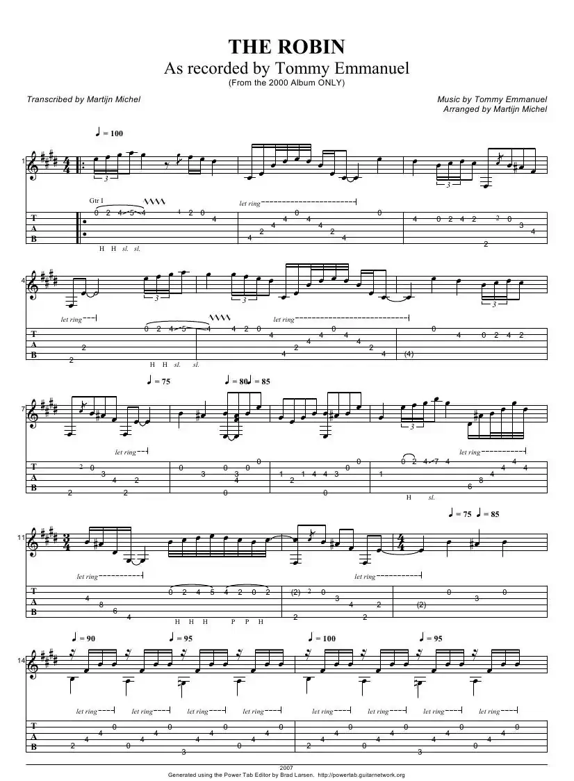 tommy emmanuel：the robin（指弹吉它）