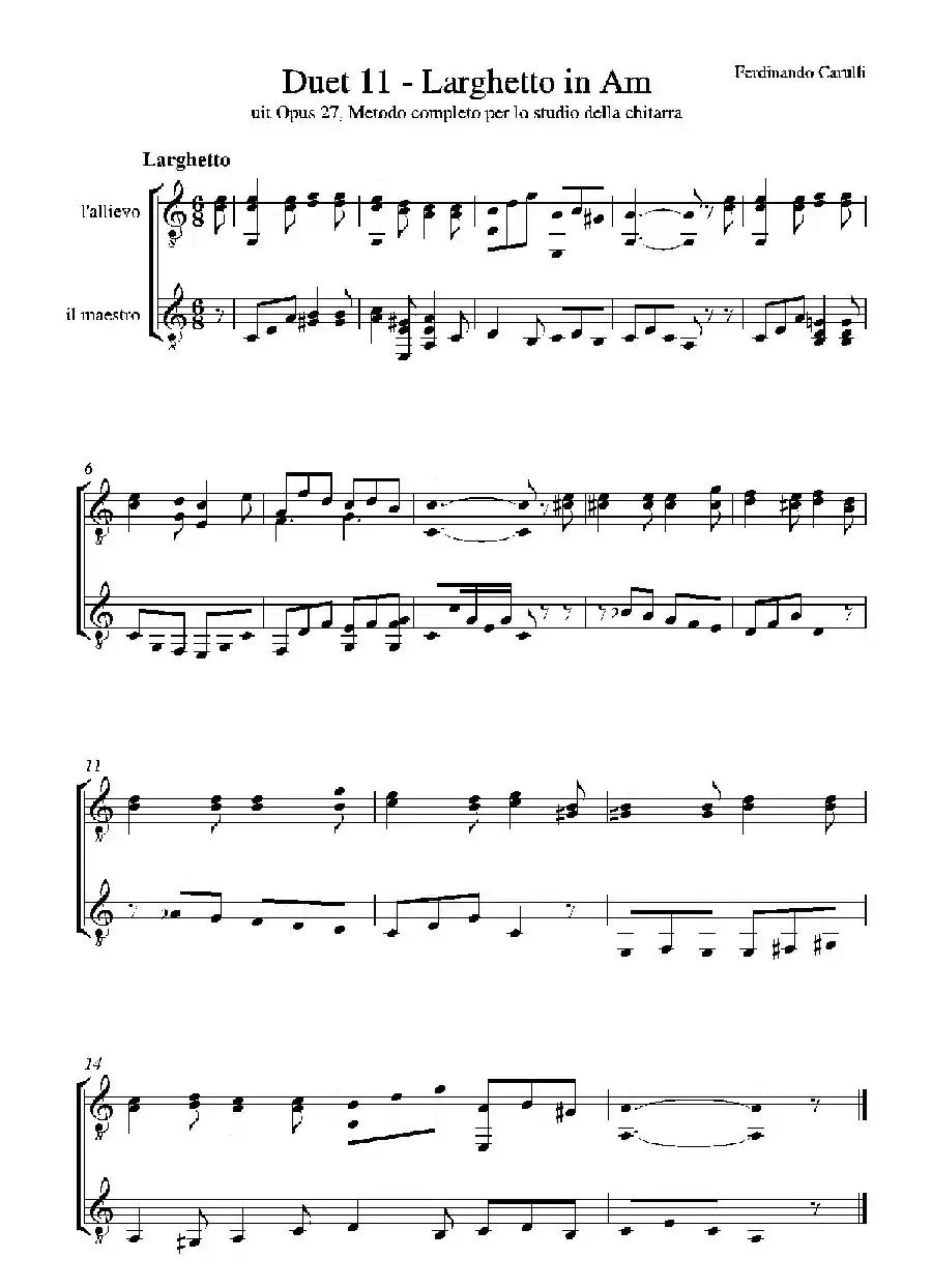 Metodo Completo Op.27-3（古典吉他二重奏练习·11）