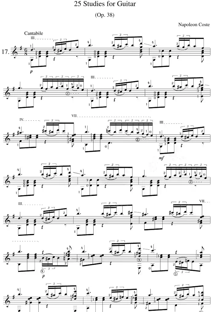 Napoleon Coste《25 Studies,Op.38》（STUDY 17）