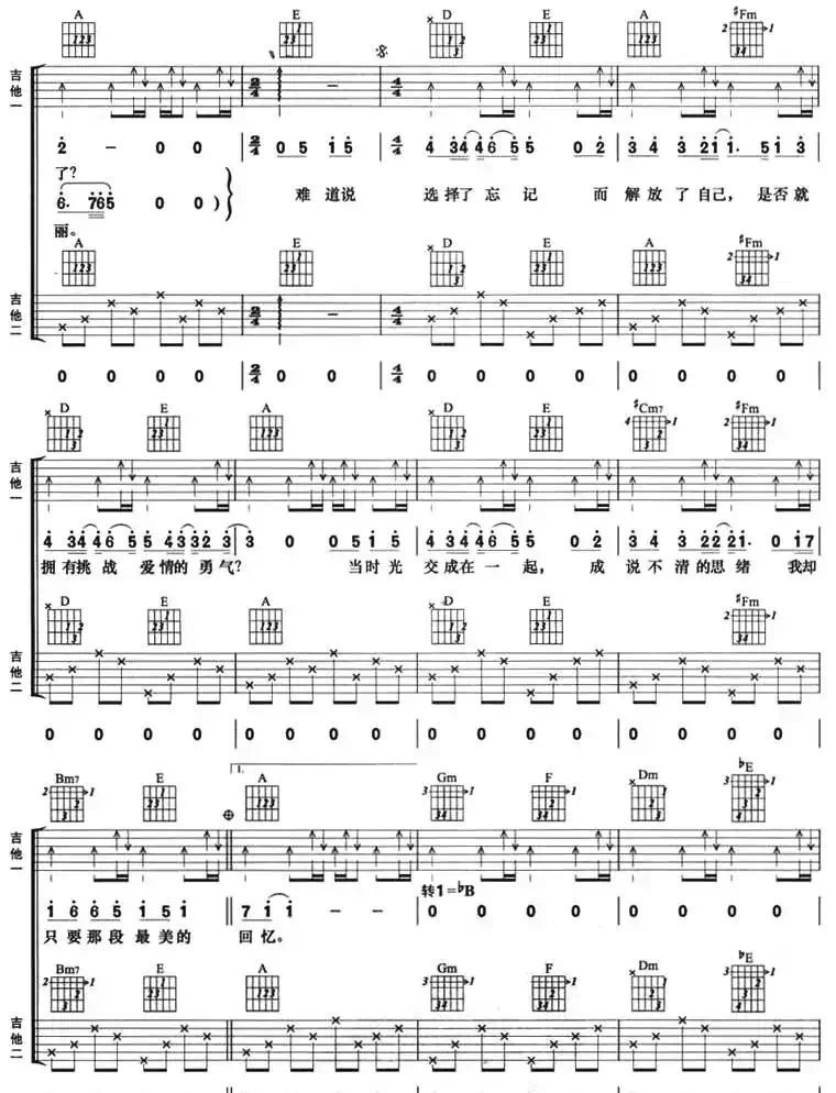 忘记（林秋离词 林俊杰曲、双吉他）