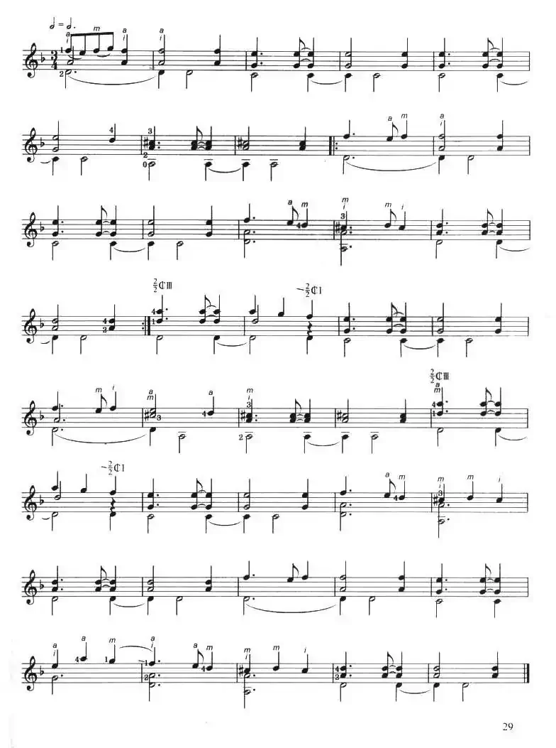 古典吉他考级三级外国乐曲A组（4首）