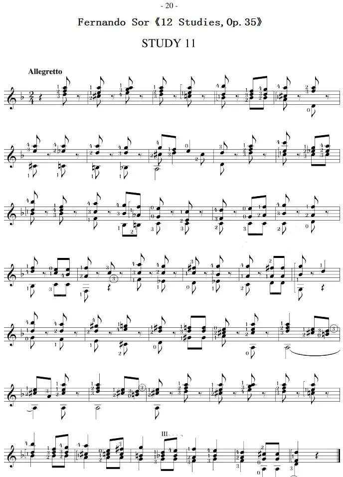 Fernando Sor《12 Studies,Op.35》（STUDY 11）