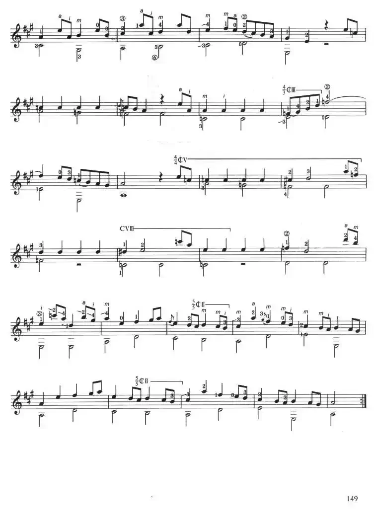 古典吉他考级八级外国乐曲A组（4、A大调奏鸣曲）