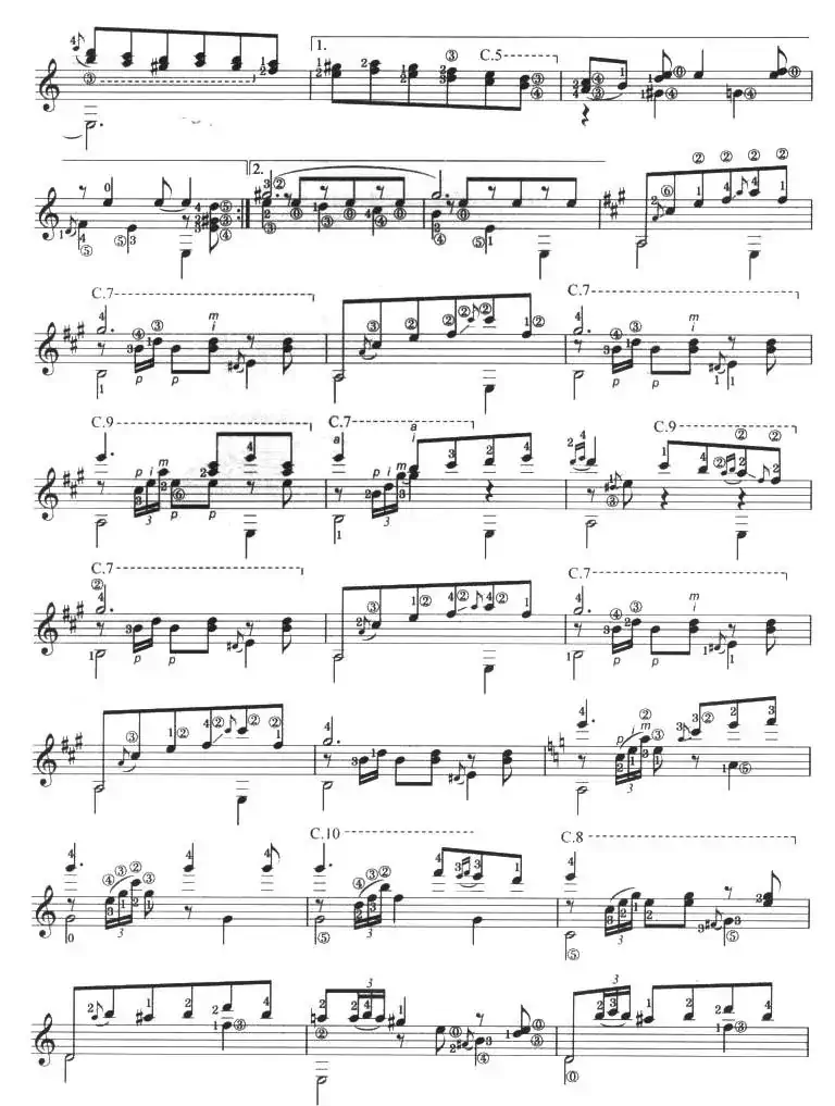 古典吉他考级九级外国乐曲B组（1、西班牙小夜曲）
