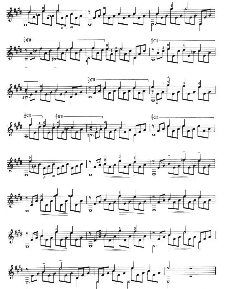 古典吉他考级八级练习曲（2首）