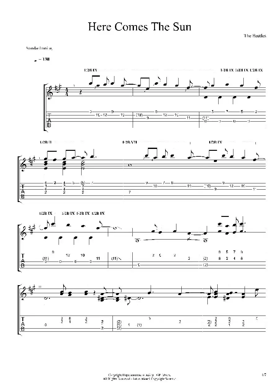 古典吉他：The Beatles：Here Comes The Sun