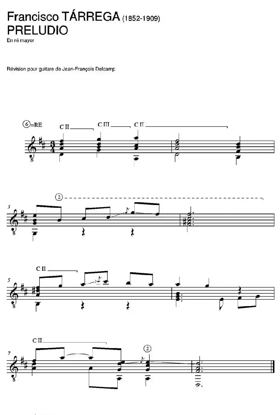 PRELUDIO(En re mayor)（古典吉他）