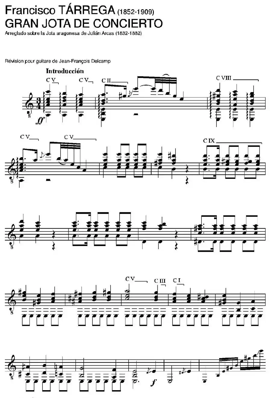 GRAN JOTA DE CONCIERTO(Arreglado sobre la Jota aragonesa de Julian Arcas)（古典吉他）
