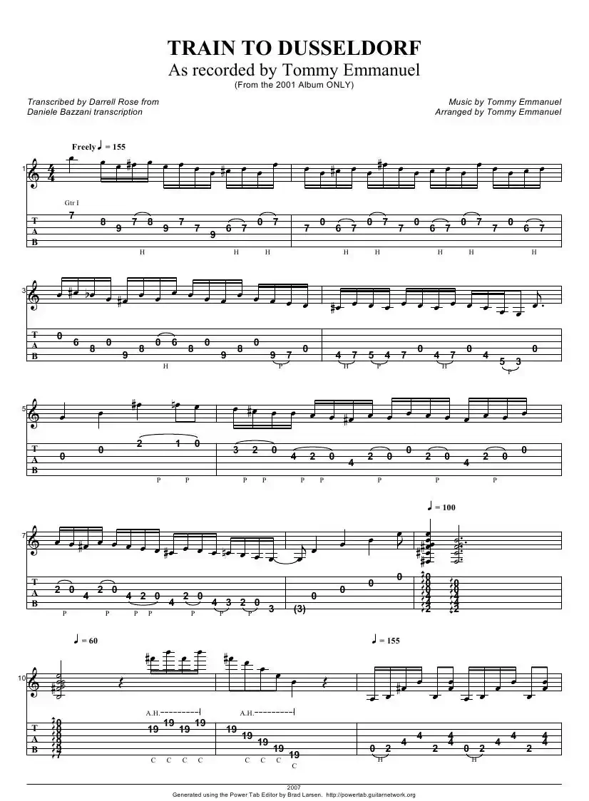 tommy emmanuel：train to dusseldorf（指弹吉它）