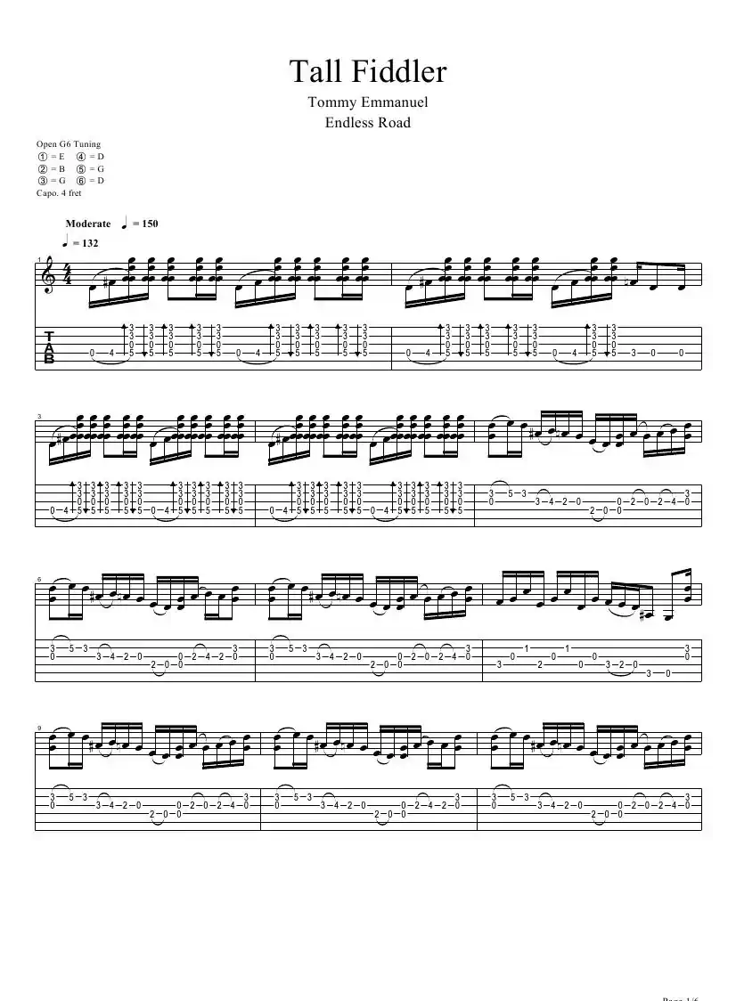 tommy emmanuel：tall fiddler（指弹吉它）