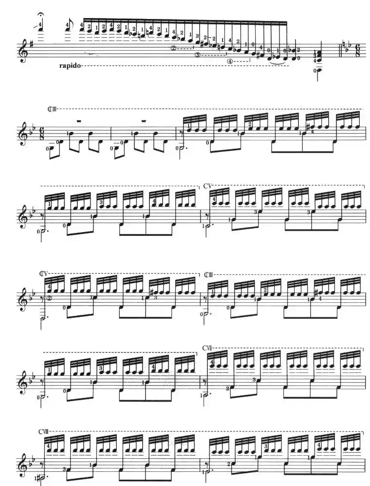 古典吉他考级十级外国乐曲A组（1、梦中的森林）
