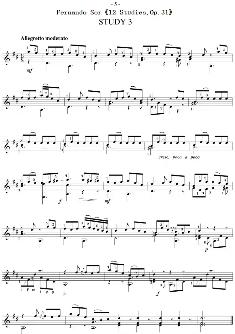 Fernando Sor《12 Studies,Op.31》（STUDY 3）