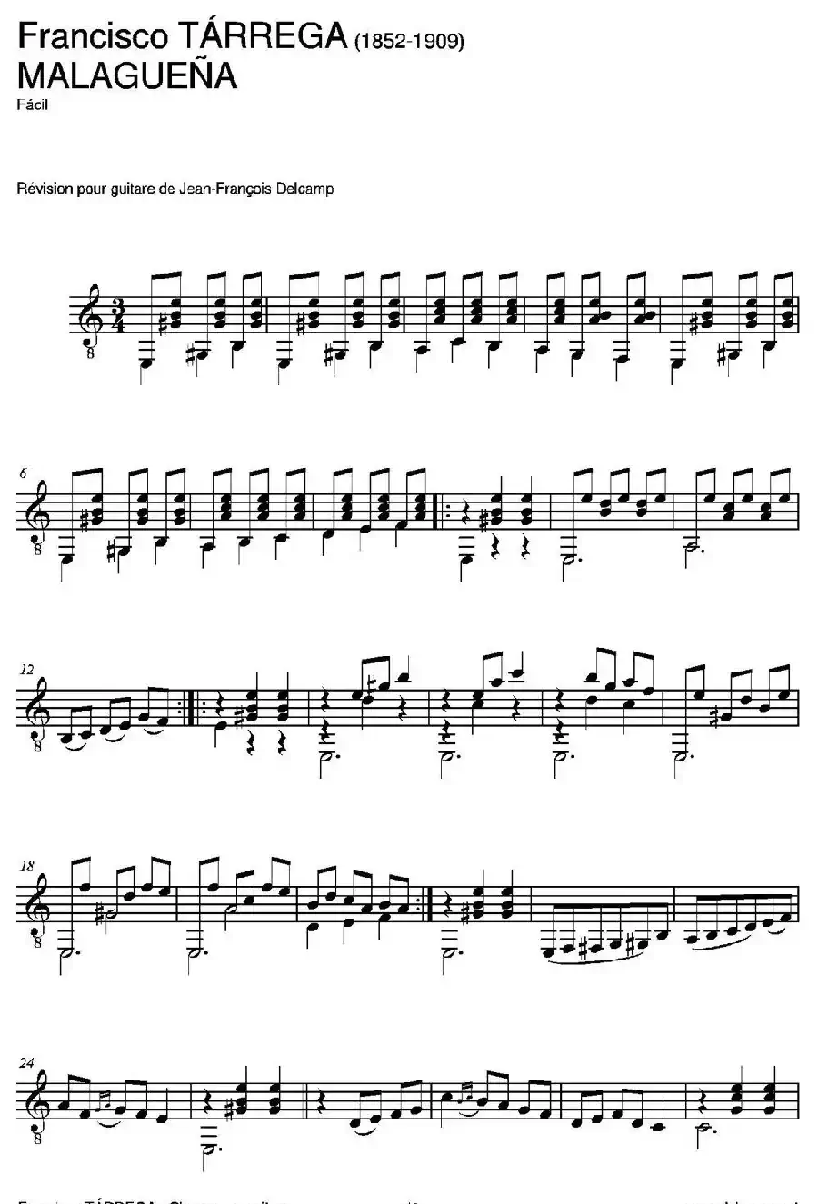 MALAGUENA(Facil)（古典吉他）
