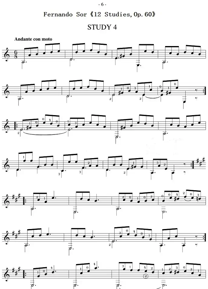 Fernando Sor《12 Studies,Op.60》（STUDY 4）