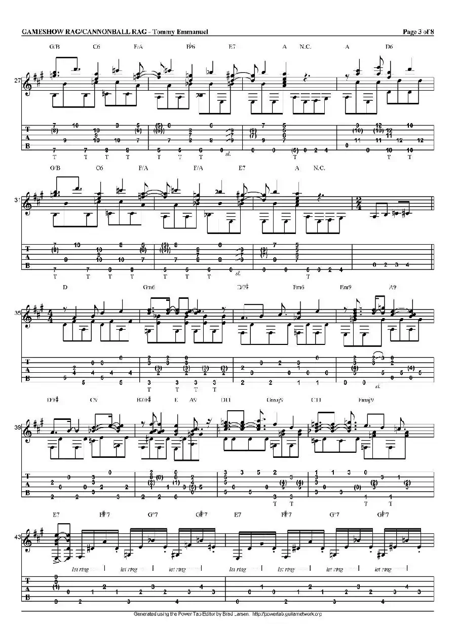 tommy emmanuel：gameshow rag/cannonball rag（指弹吉他）