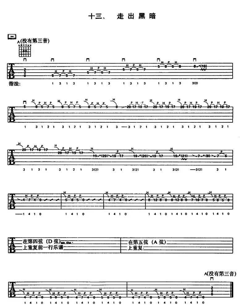 重金属吉他演奏示范曲谱（十三、走出黑暗）