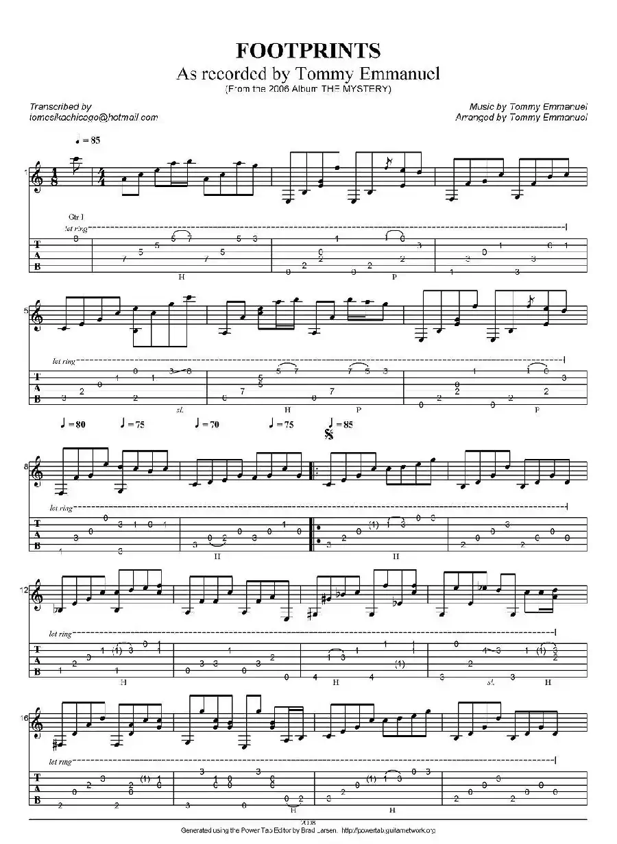 tommy emmanuel：footprints（指弹吉他）