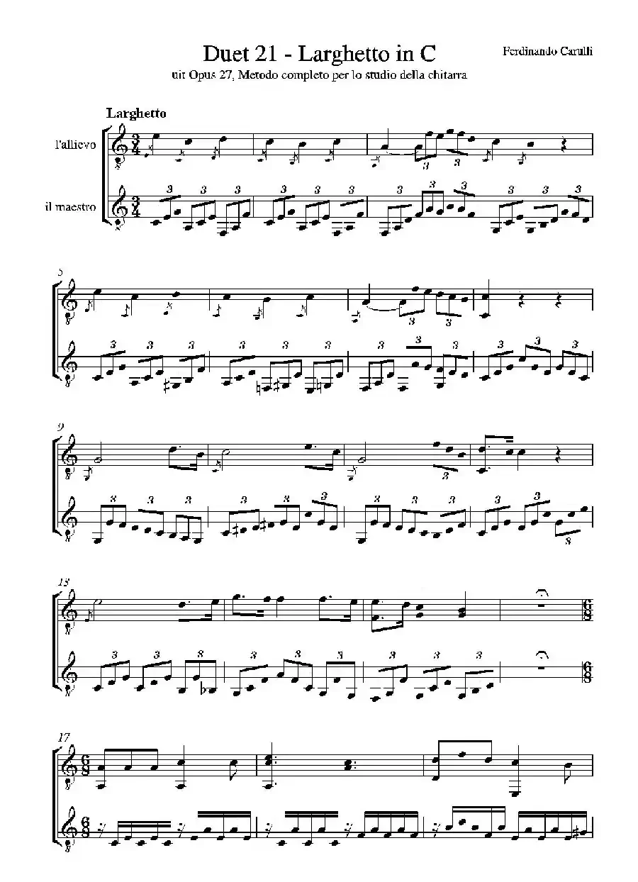 Metodo Completo Op.27-3（古典吉他二重奏练习·21）