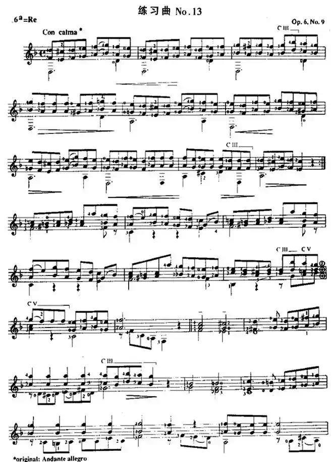 费尔南多·索尔 古典吉他练习曲 No.13（Op.6  No.9）