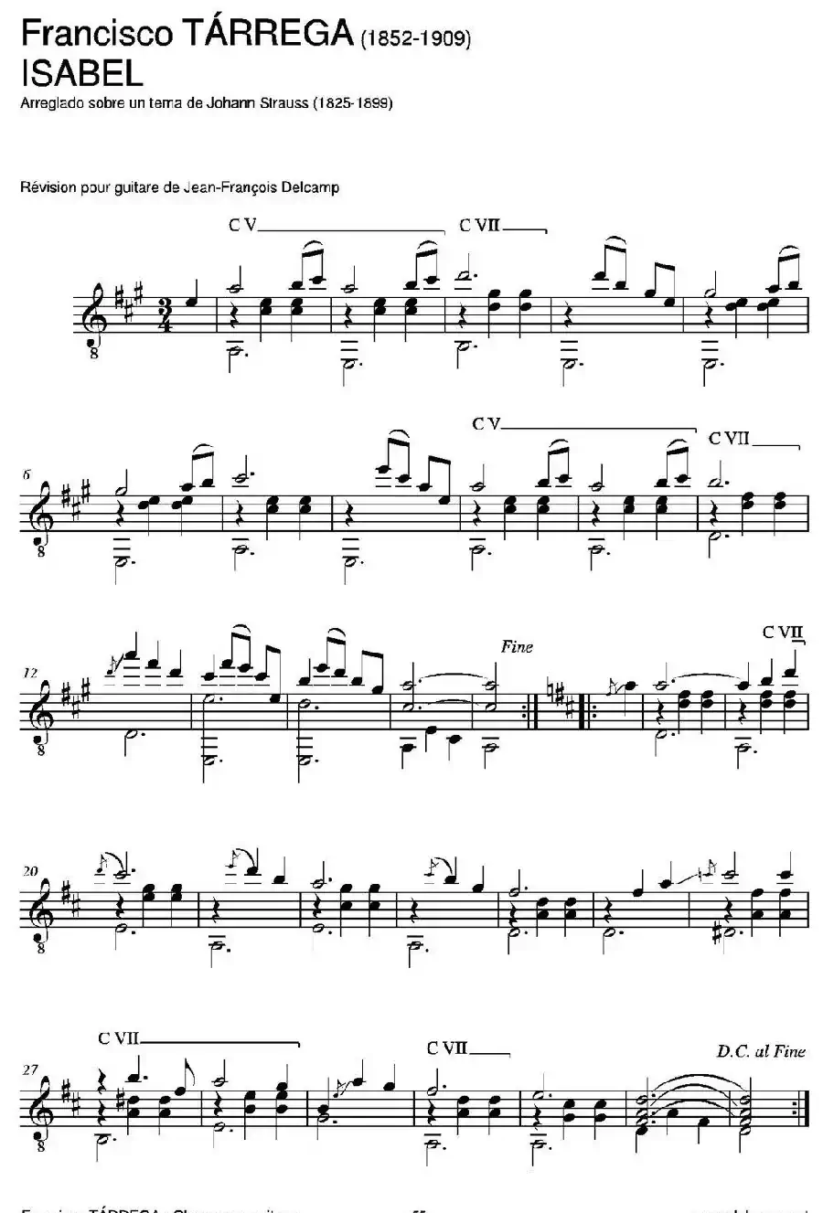 ISABEL(Arreglado sobre un tema de Johann Strauss(1825-1899))（古典吉他）