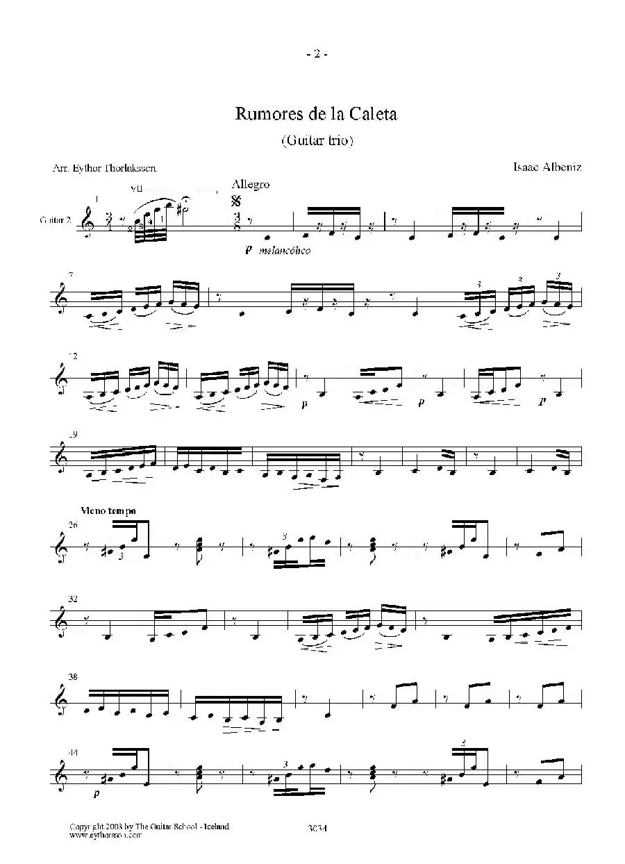 Rumores de la Caleta(Guitar TRIO)（古典吉他）