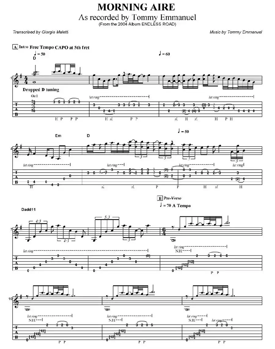 tommy emmanuel：morning aire（指弹吉他）