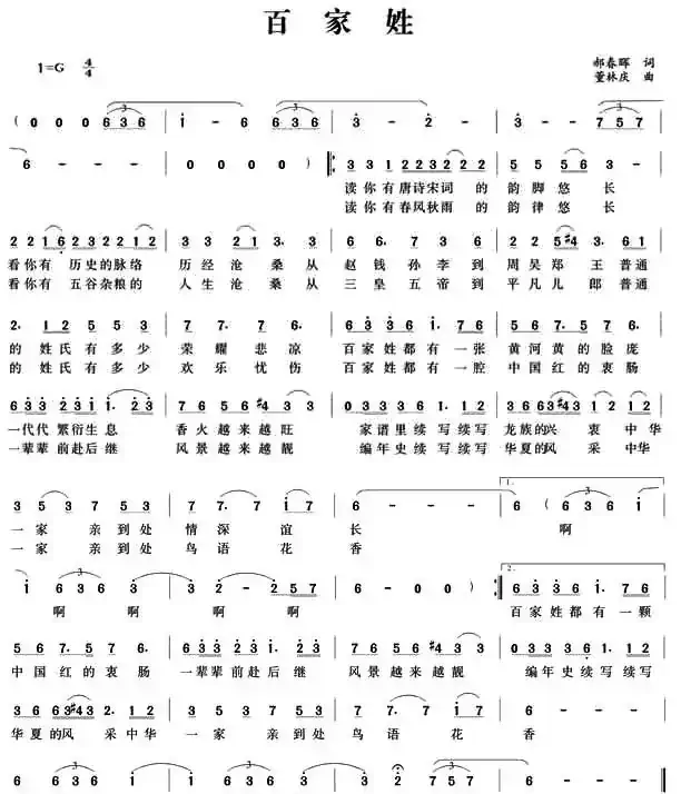 百家姓(郝春晖词 董林庆曲)